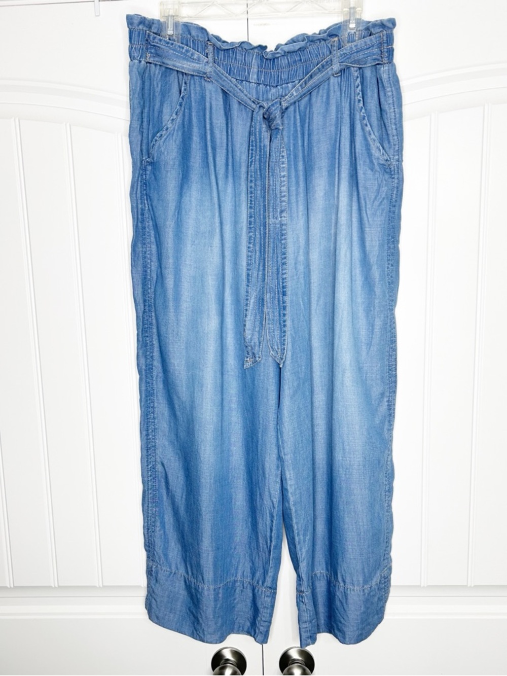 Knox Rose Drawstring Waist Wide Leg Chambray Pants Size XXL High Rise